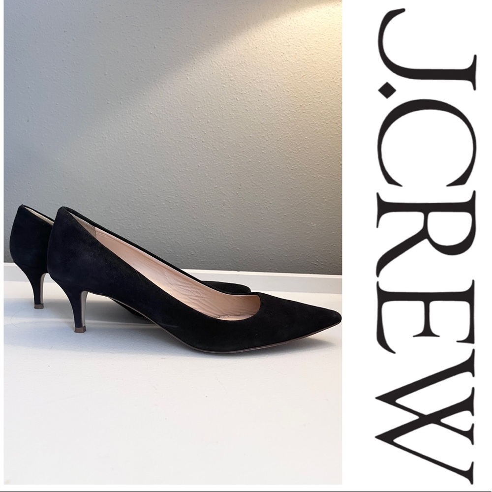 J.Crew suede kitten heel pumps in black, size 7.5